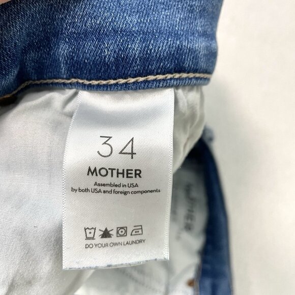 MOTHER Stunner Zip Ankle Step Fray Jeans Stretch Denim Happy Pill size 34 - Picture 14 of 15